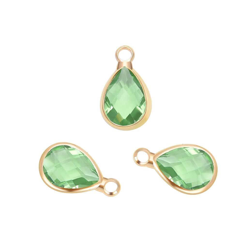 2632 30pcs Grade A August Peridot Green Birthstone Charm 11x7mm Small